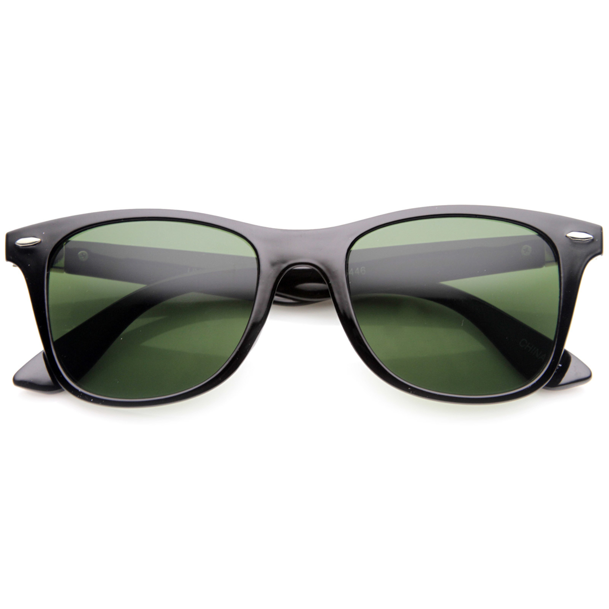 Modern Plastic Horn Rimmed Sunglasses Metal Temples 9750 - Shiny-Black Green