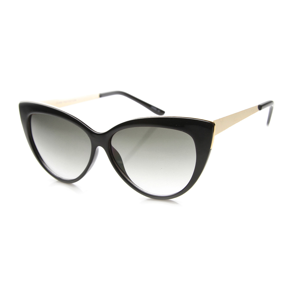 Womens Glam Fashion High Metal Temple Oversized Cat Eye Sunglasses 9795 - Tortoise-Gold / Amber