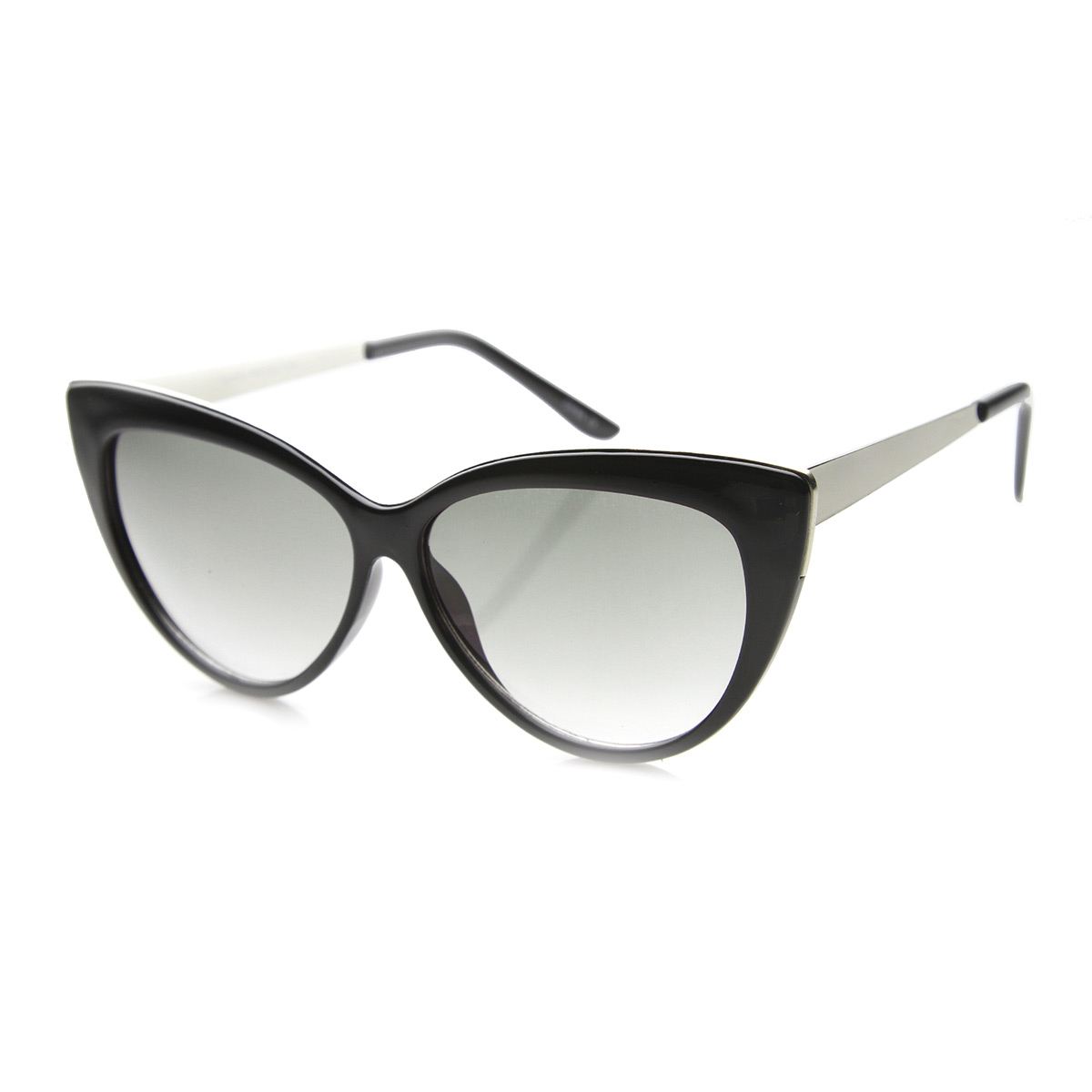 Womens Glam Fashion High Metal Temple Oversized Cat Eye Sunglasses 9795 - Tortoise-Gold / Amber
