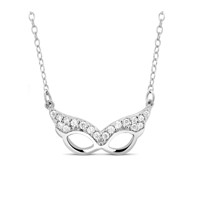 Sterling Silver CZ Masquerade Mask Necklace