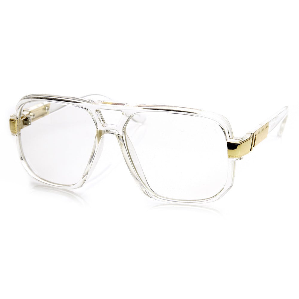 Classic Square Frame Plastic Clear Lens Aviator Glasses - 8975 - Tortoise