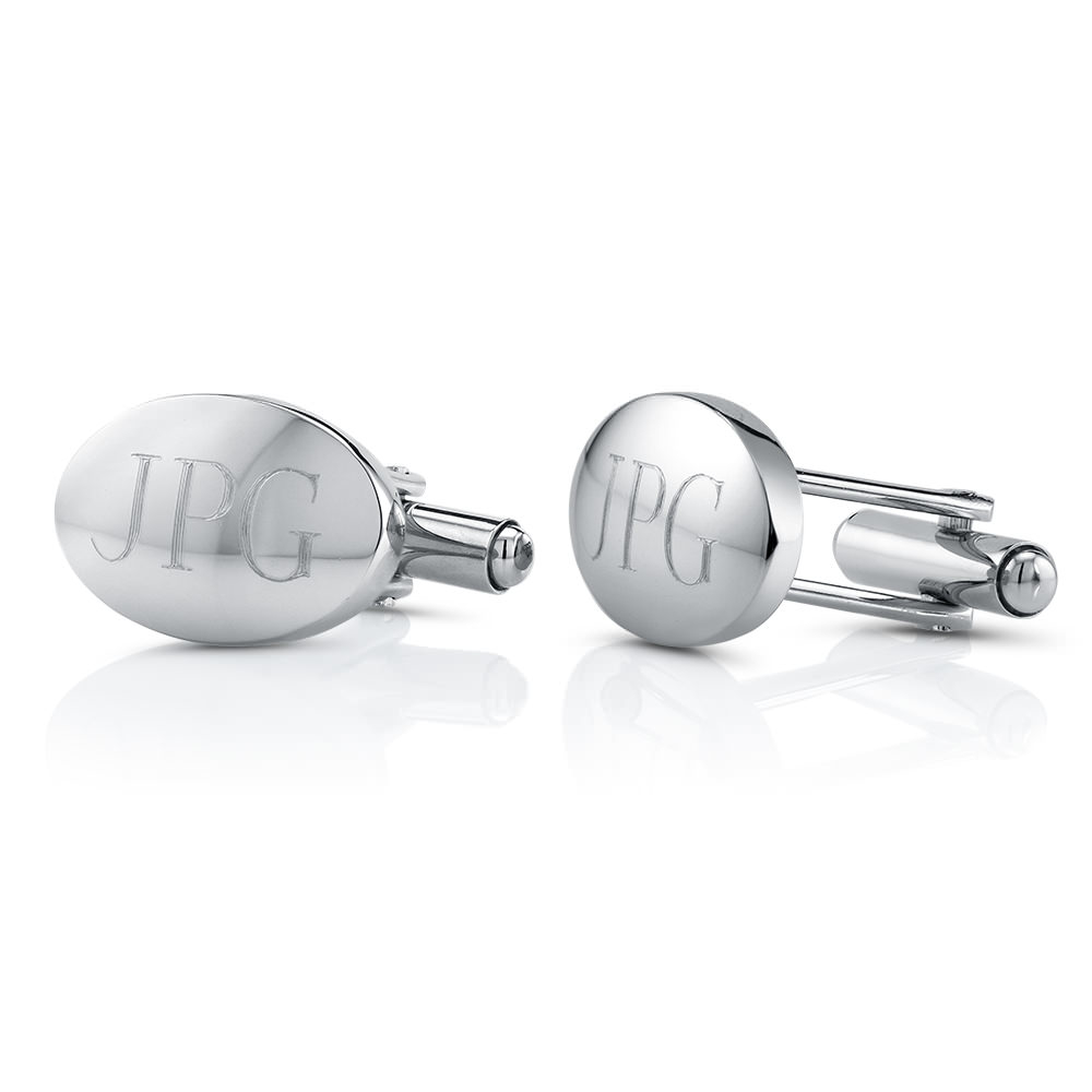 White Gold Free Engraving Giftboxed Cufflinks - Square