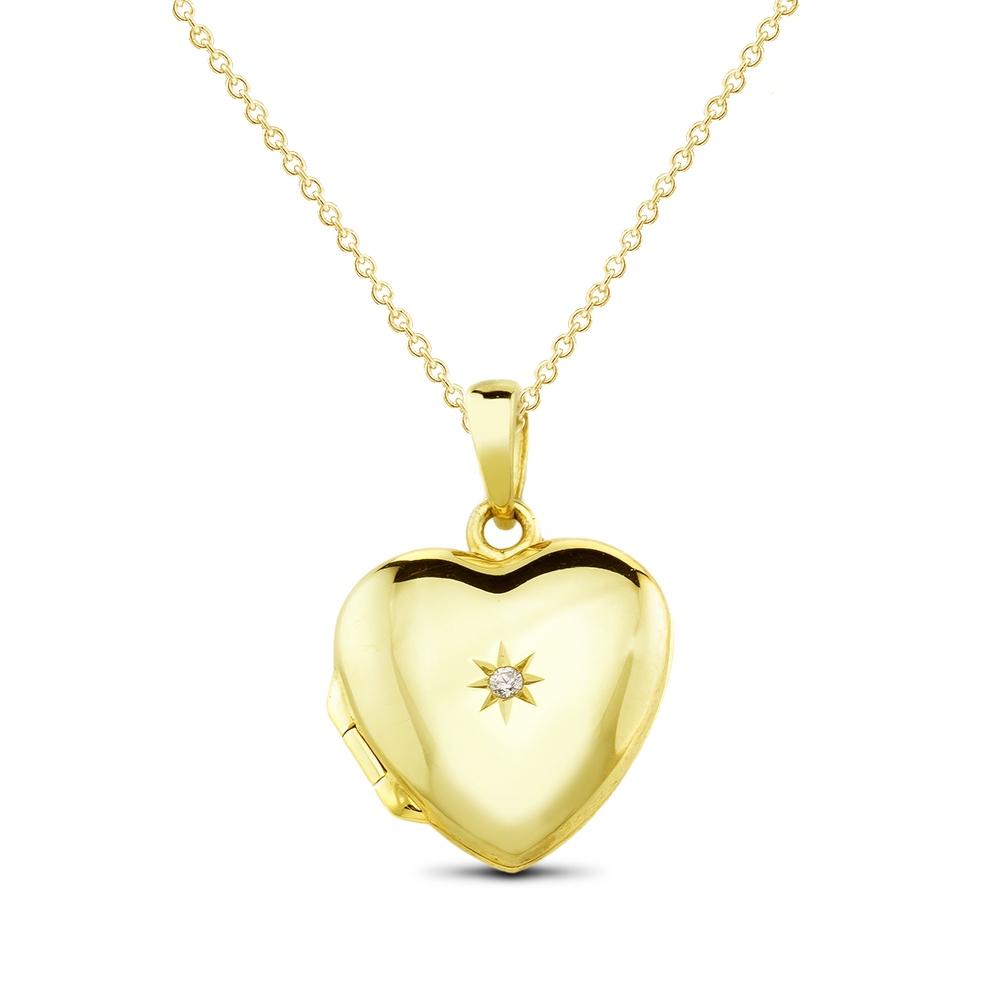 Sterling Silver Locket Necklace - Yellow
