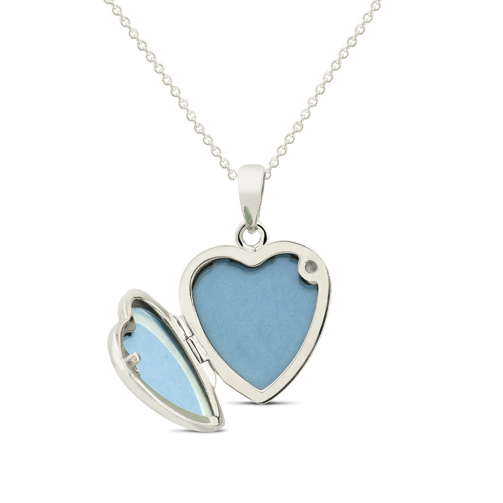 Sterling Silver Locket Necklace - White