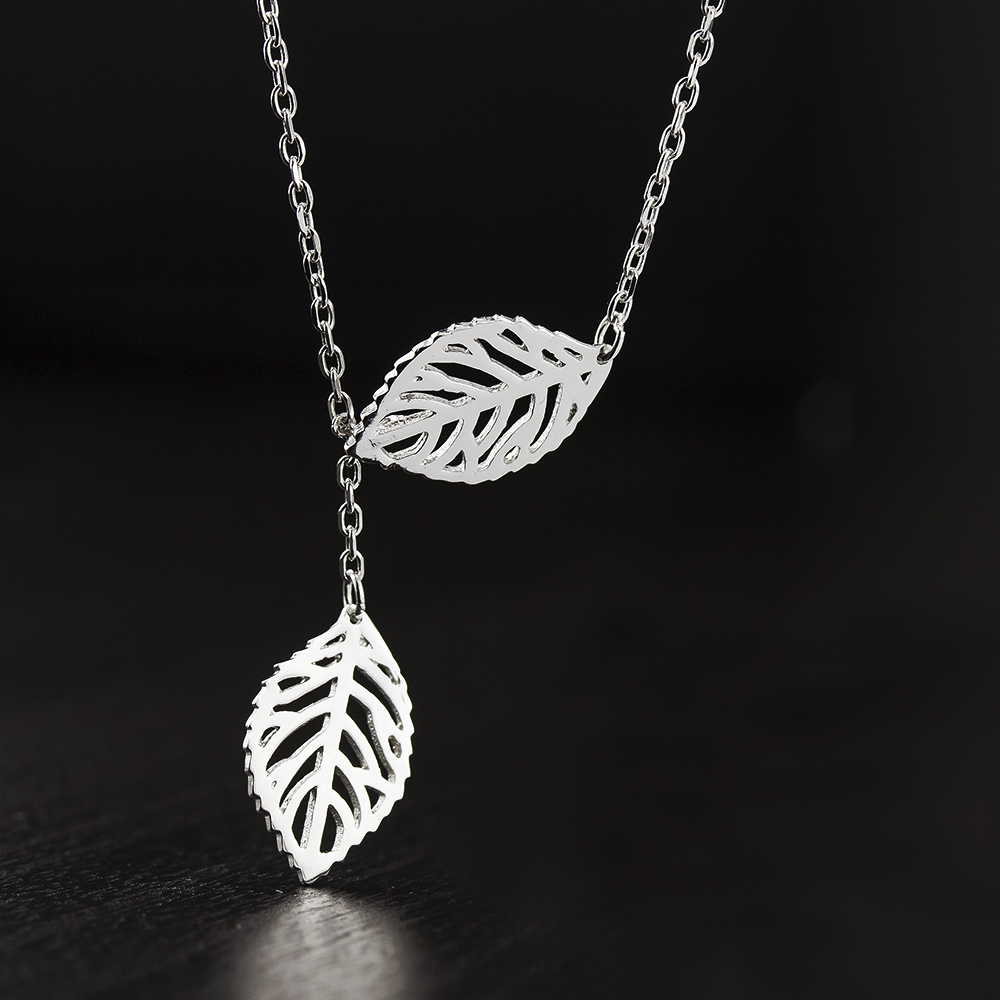 Sterling Silver 2 Piece Leaf Necklace