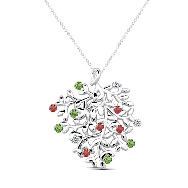 Sterling Silver Cubic Zirconia Holiday Tree NEcklace