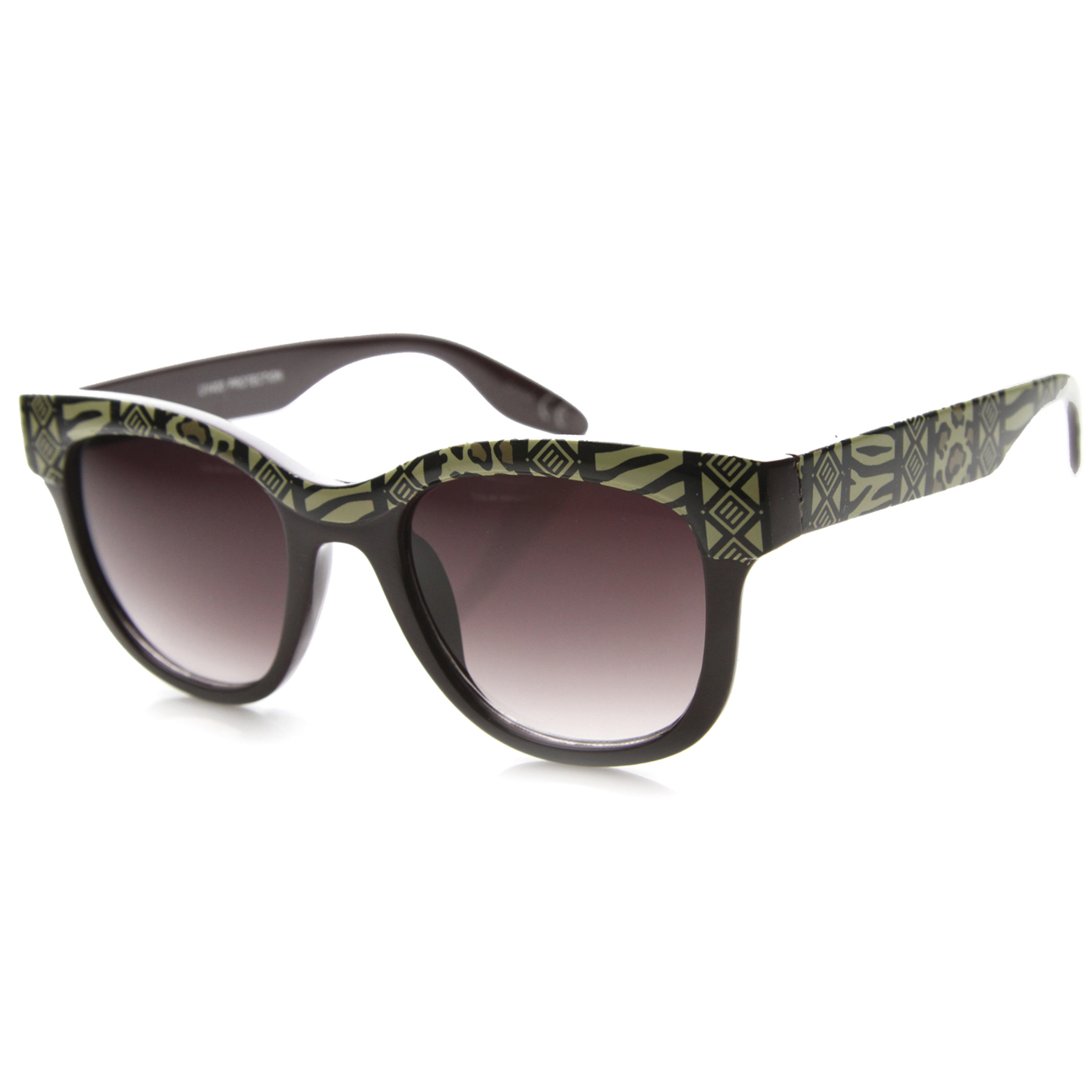 Womens Cat Eye Sunglasses With UV400 Protected Gradient Lens 9837 - Black-White / Lavender