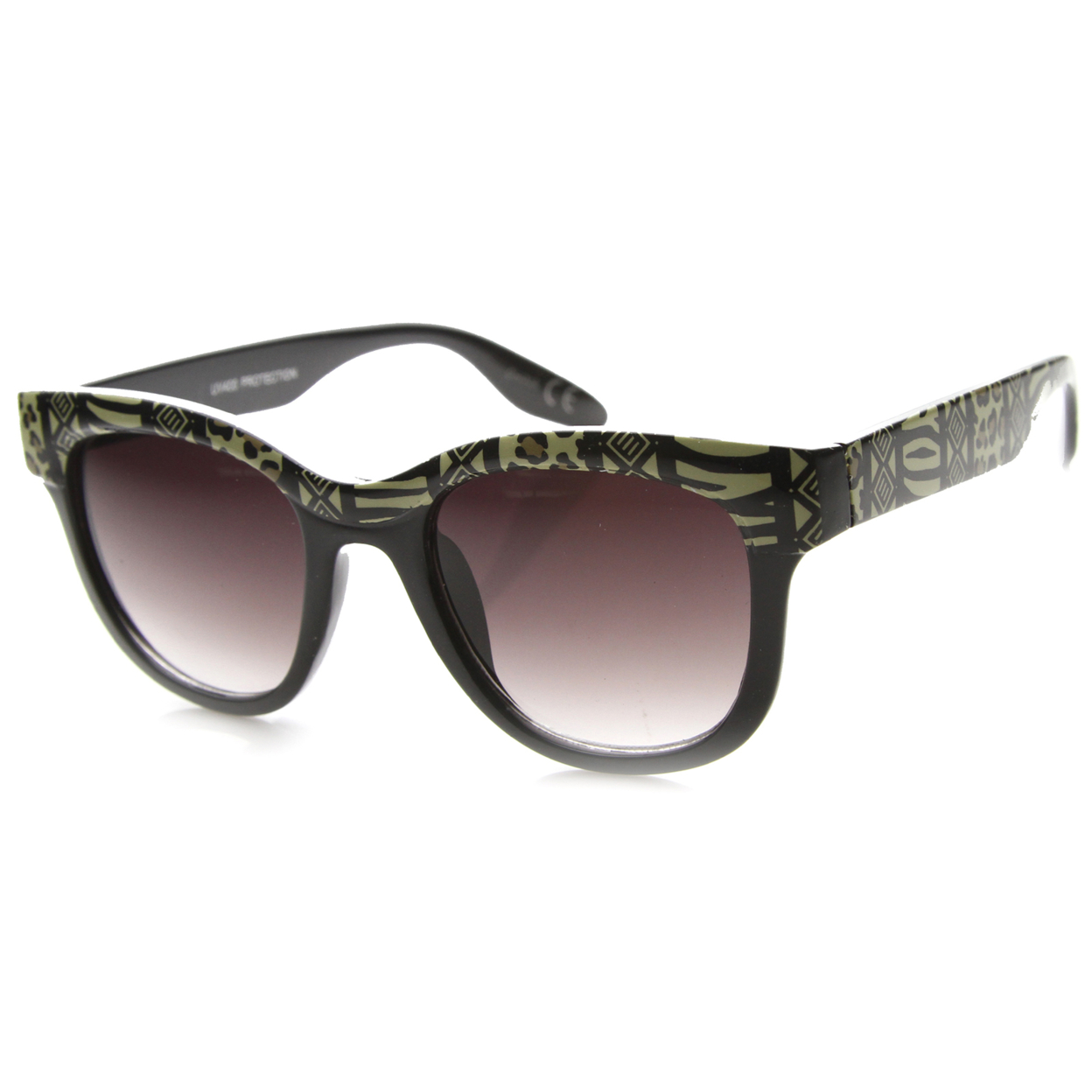 Womens Cat Eye Sunglasses With UV400 Protected Gradient Lens 9837 - Black-White / Lavender