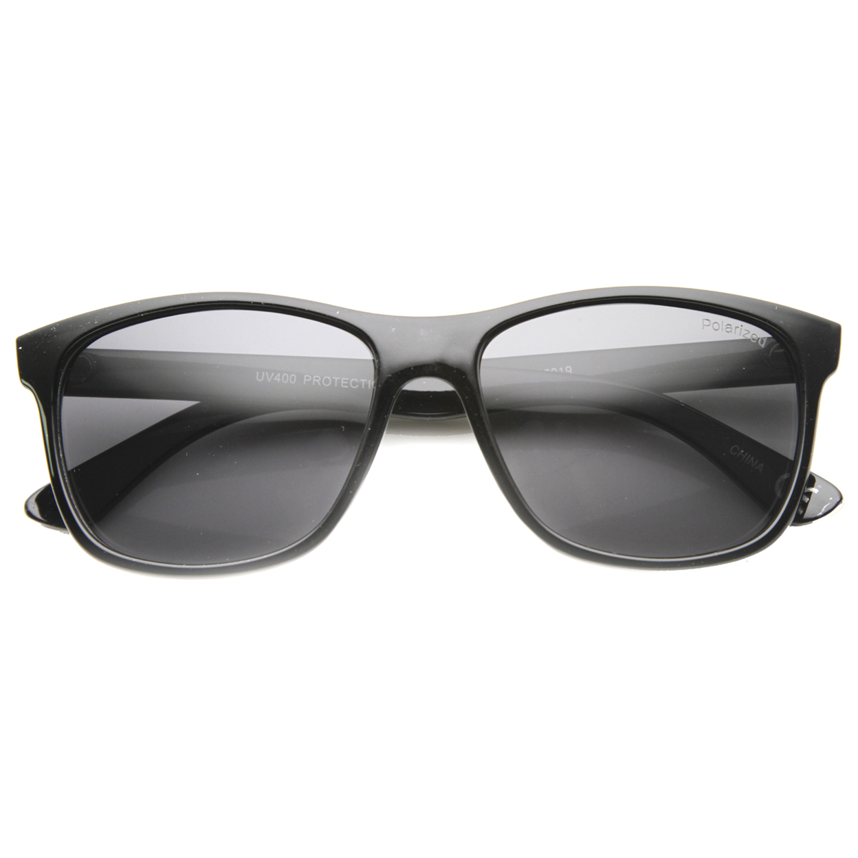 Unisex Horn Rimmed Sunglasses With UV400 Protected Polarized Composite Lens 9844 - Shiny Black / Smoke