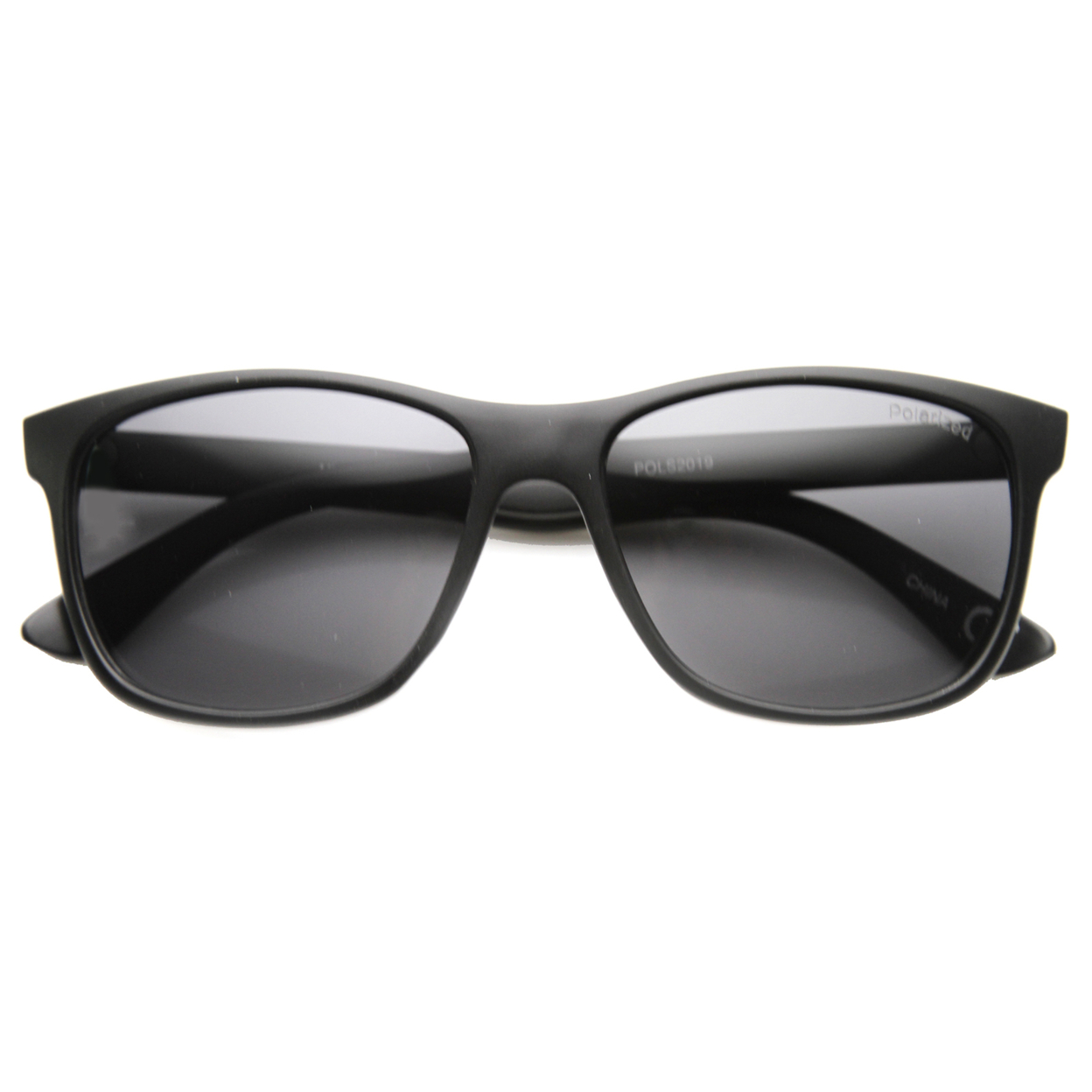 Unisex Horn Rimmed Sunglasses With UV400 Protected Polarized Composite Lens 9844 - Shiny Black / Smoke