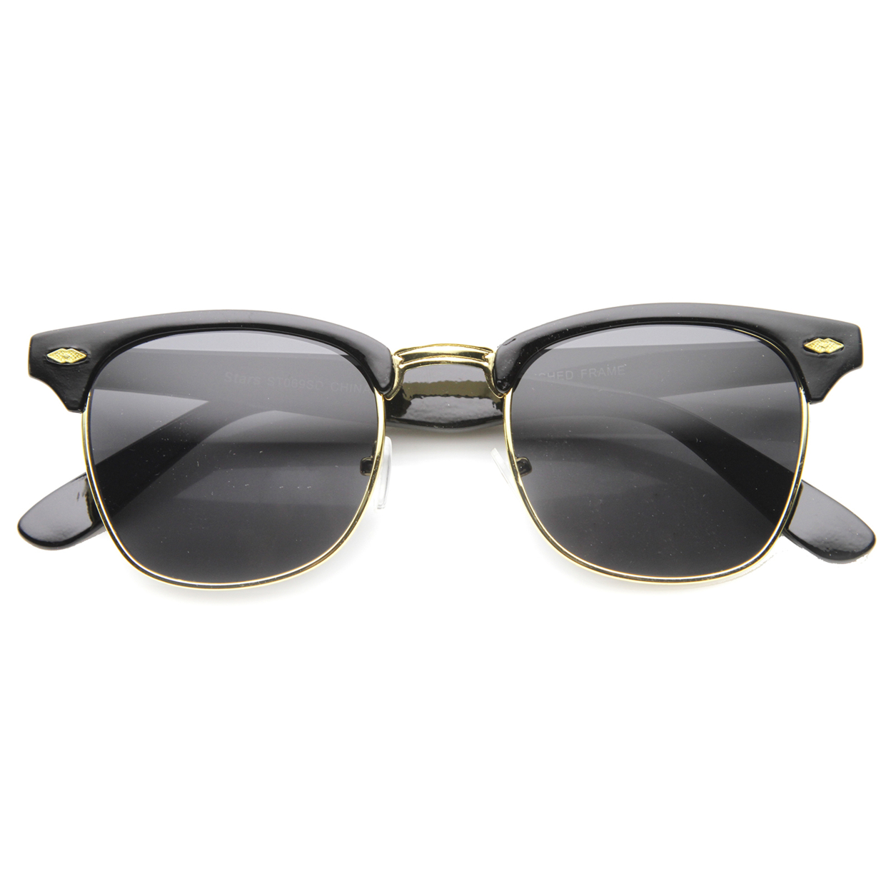 Unisex Horn Rimmed Sunglasses With UV400 Protected Composite Lens 9847 - Tortoise-Gold / Smoke