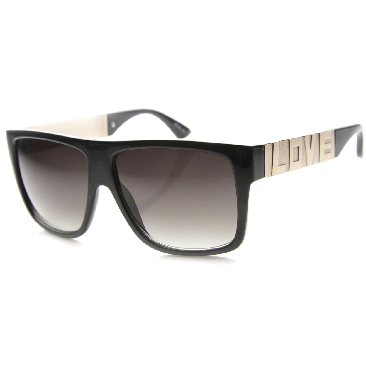 Unisex Square Sunglasses With UV400 Protected Gradient Lens 9850 - Black-Gold / Lavender