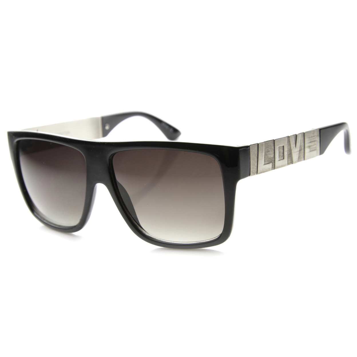 Unisex Square Sunglasses With UV400 Protected Gradient Lens 9850 - Black-Silver / Lavender
