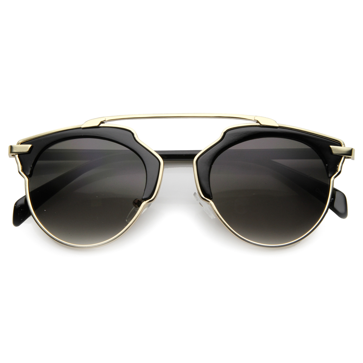 Unisex Horn Rimmed Sunglasses With UV400 Protected Composite Lens 9859 - Tortoise-Gunmetal / Green