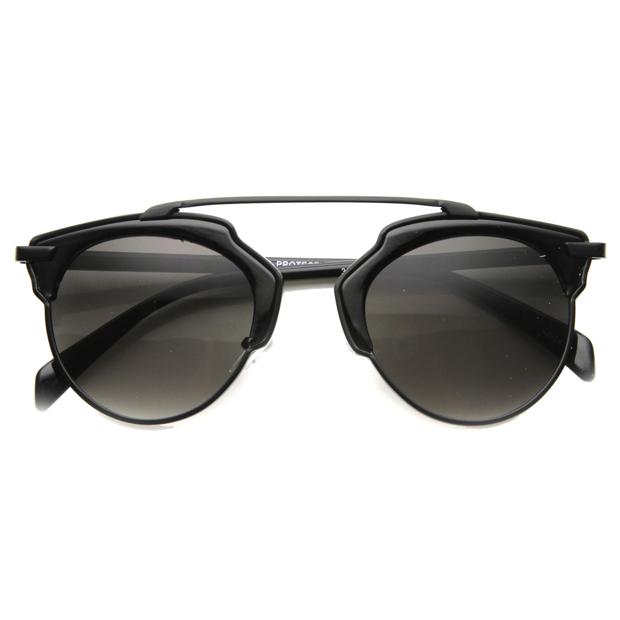 Unisex Horn Rimmed Sunglasses With UV400 Protected Composite Lens 9859 - Tortoise-Gunmetal / Green