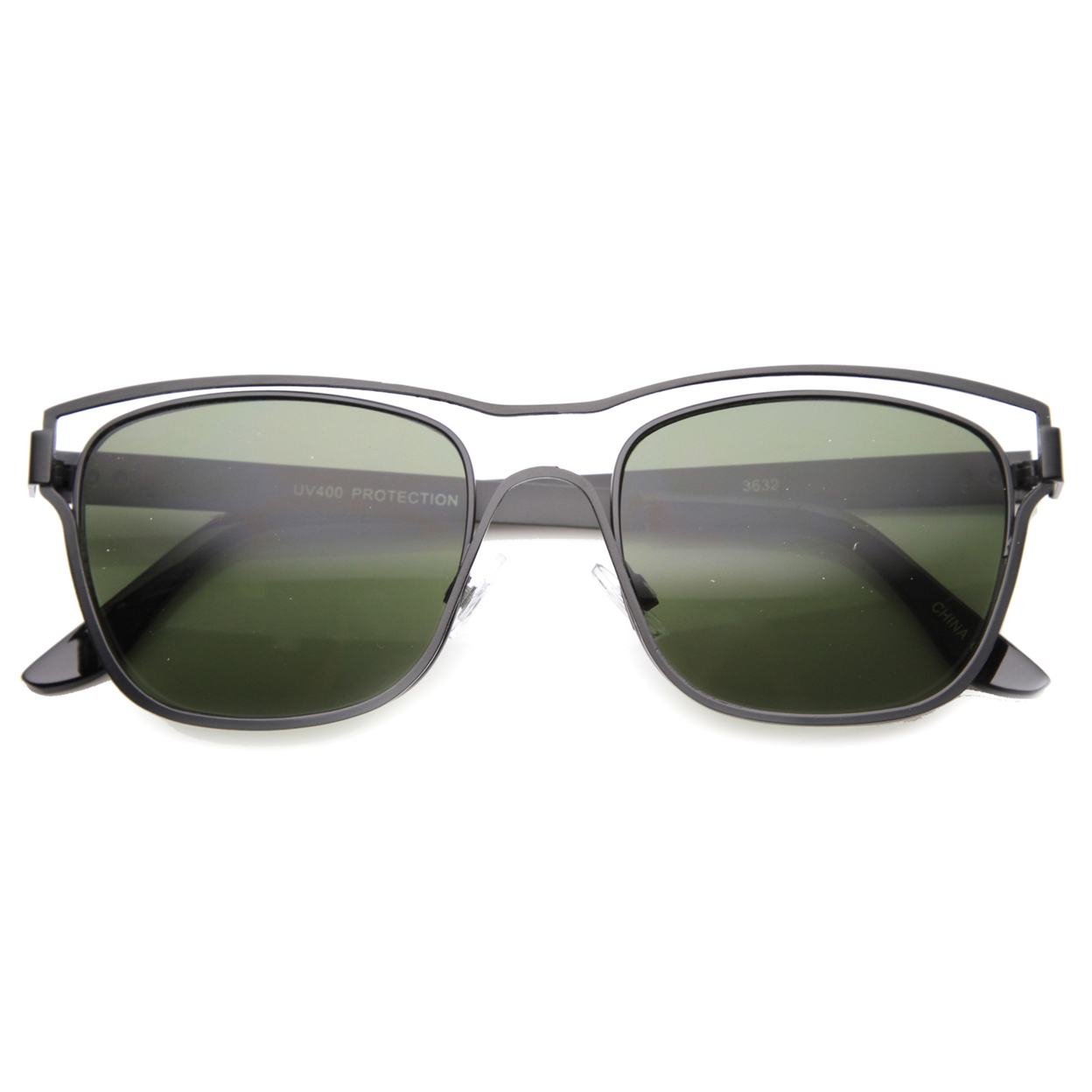 Unisex Horn Rimmed Sunglasses With UV400 Protected Composite Lens 9871 - Gunmetal / Lavender