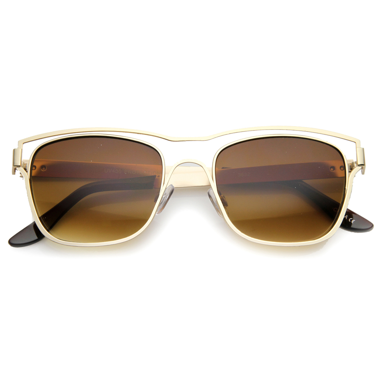 Unisex Horn Rimmed Sunglasses With UV400 Protected Composite Lens 9871 - Gold / Brown