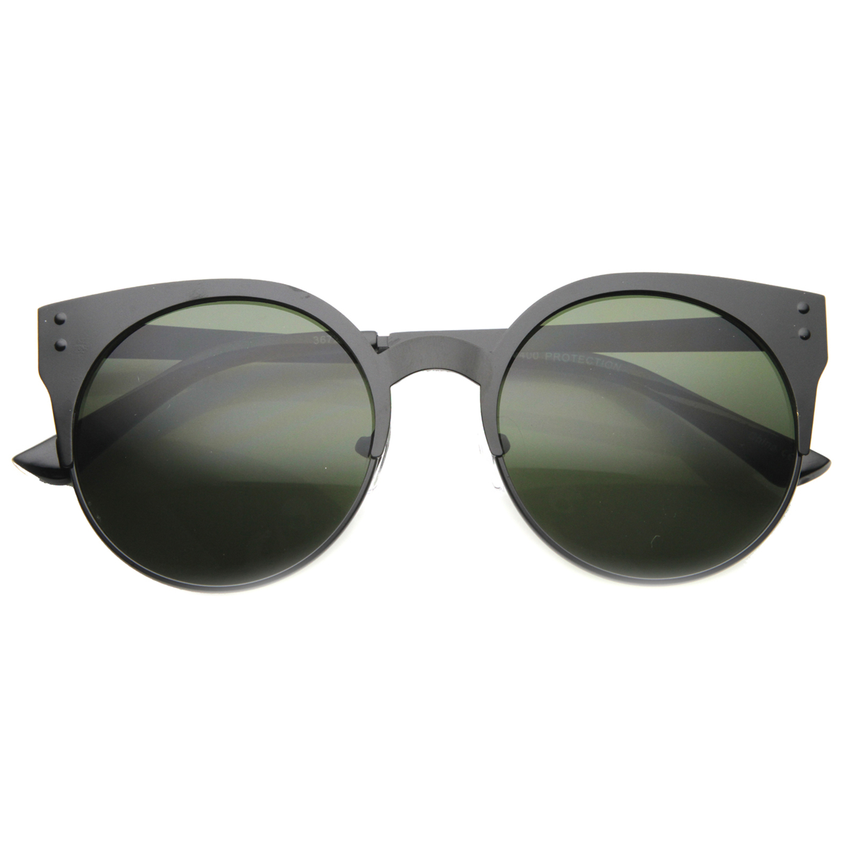 Womens Metal Cat Eye Sunglasses With UV400 Protected Composite Lens 9917 - Black / Green