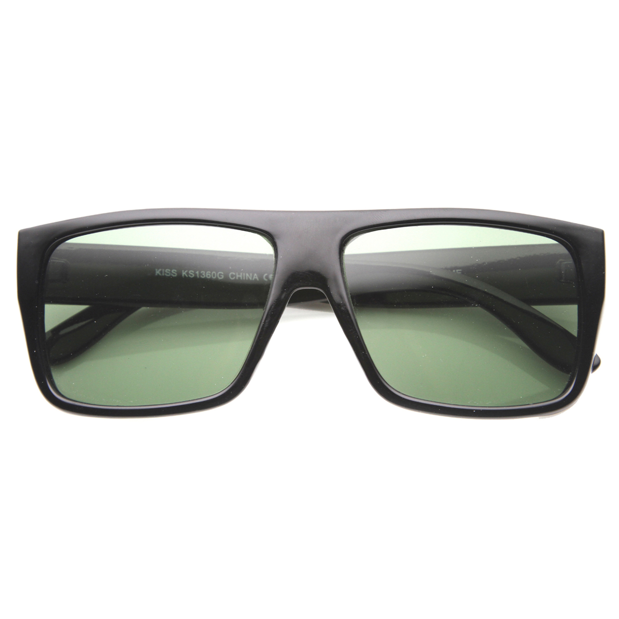 Unisex Rectangular Sunglasses With UV400 Protected Composite Lens 9928 - Black / Green