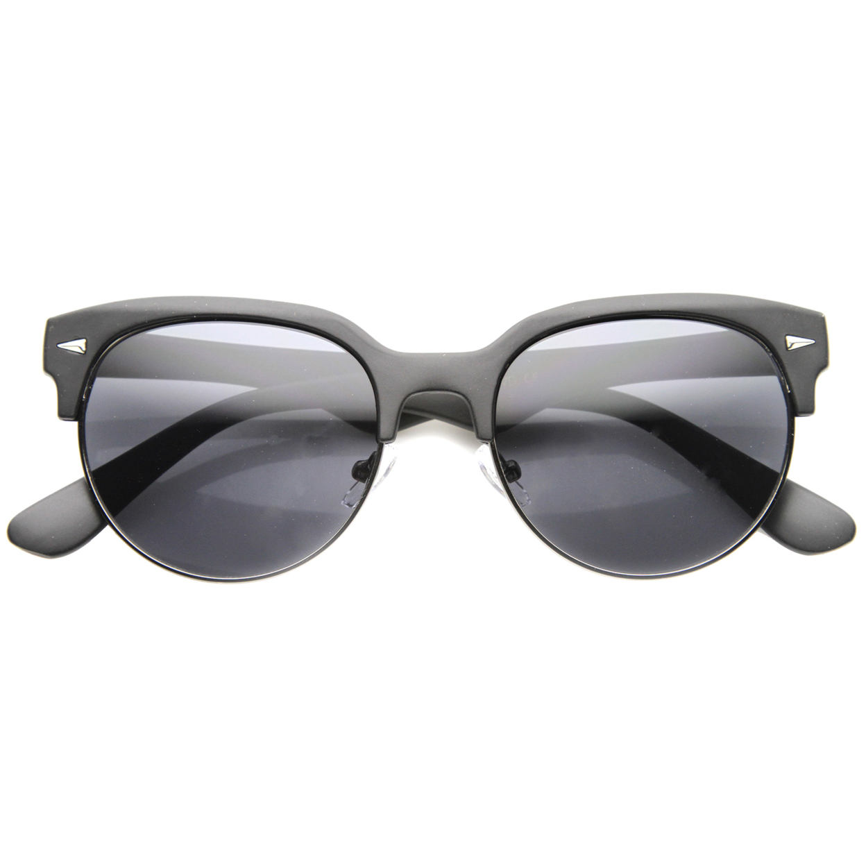 Mens Semi-Rimless Sunglasses With UV400 Protected Gradient Lens 9936 - Shiny Black