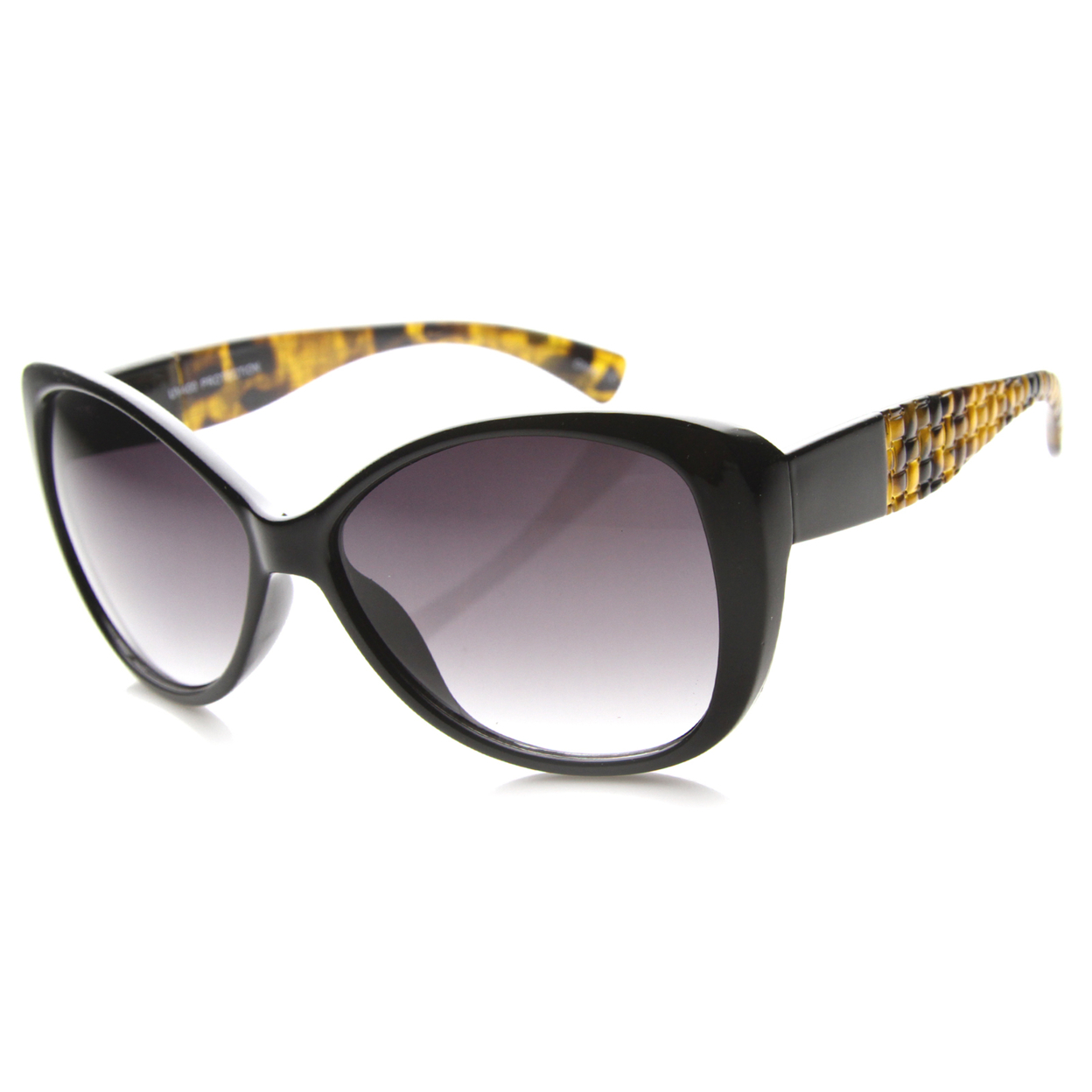 Womens Cat Eye Sunglasses With UV400 Protected Gradient Lens 9940 - Black-Black / Lavender