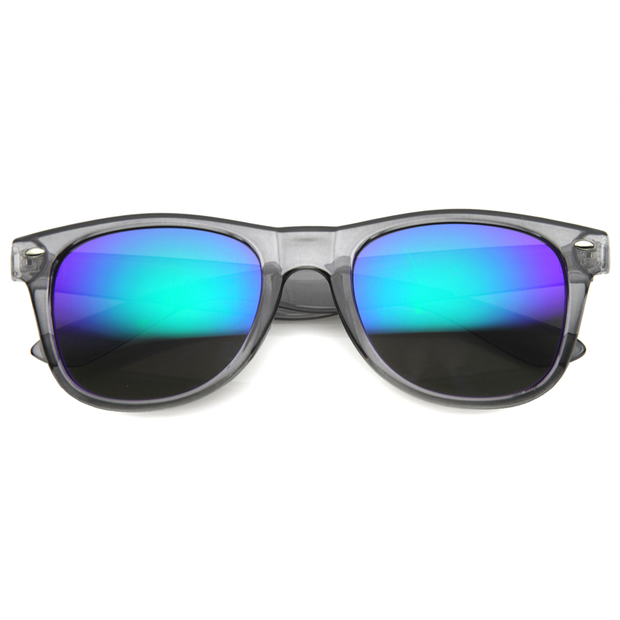 Mens Horn Rimmed Sunglasses With UV400 Protected Mirrored Lens 9947 - Grey / Sun