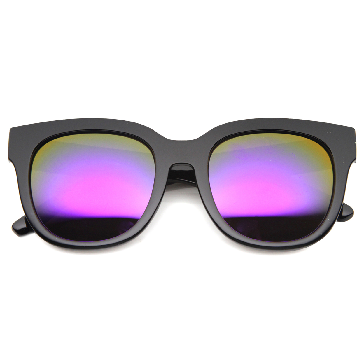 Womens Horn Rimmed Sunglasses With UV400 Protected Mirrored Lens 9962 - Black / Pink