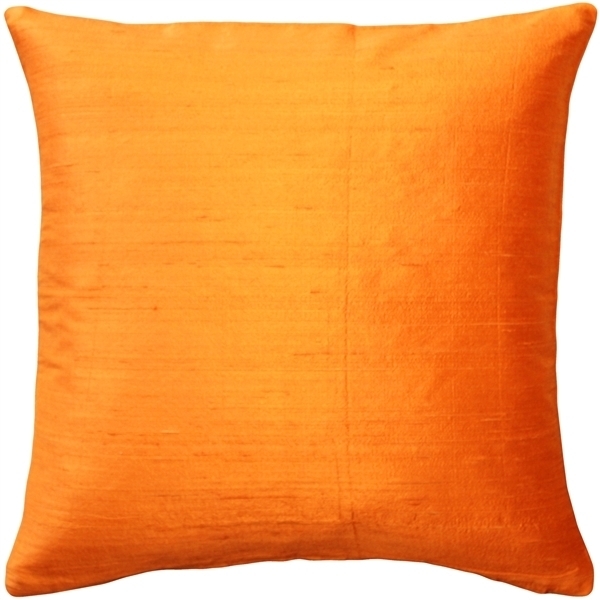 Pillow Decor - Sankara Orange Silk Throw Pillow 18x18