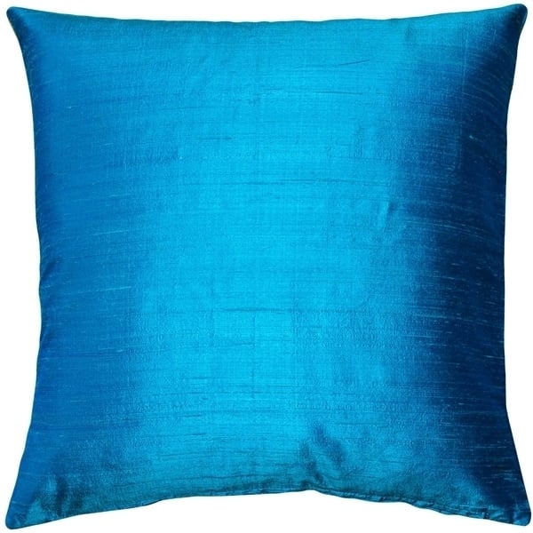 Pillow Decor - Sankara Peacock Blue Silk Throw Pillow 16x16