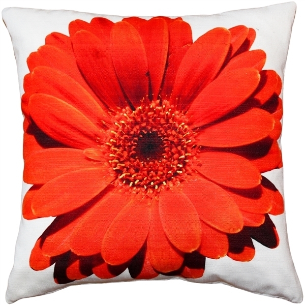 Pillow Decor - Bold Daisy Flower Red Throw Pillow 20X20