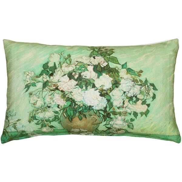 Pillow Decor - Van Gogh Vase With Pink Roses Throw Pillow