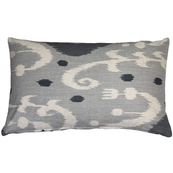 Pillow Decor - Indah Ikat Gray 12x20 Throw Pillow