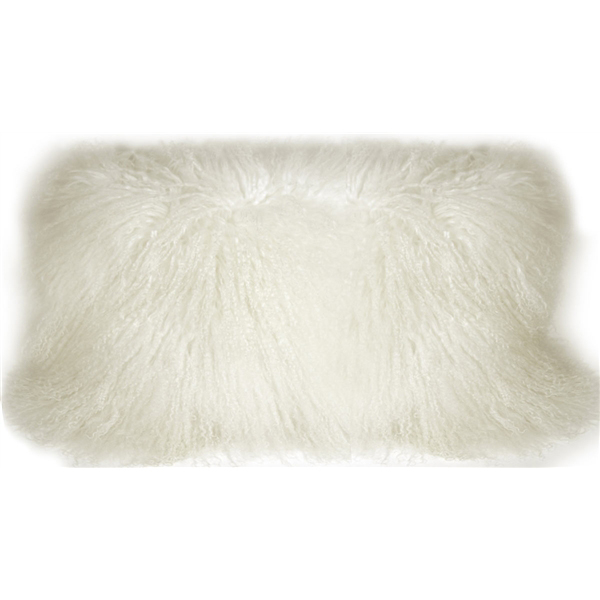 Pillow Decor - Mongolian Sheepskin Snow White Rectangular Pillow