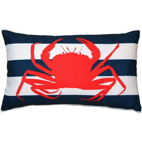 Pillow Decor - Red Crab Nautical Throw Pillow 12x19