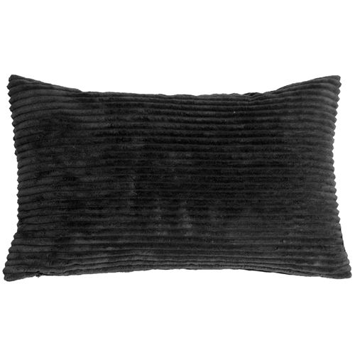 Pillow Decor - Wide Wale Corduroy 12x20 Black Throw Pillow