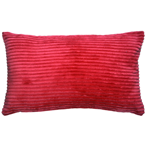 Pillow Decor - Wide Wale Corduroy 12x20 Red Throw Pillow