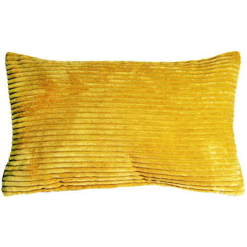 Pillow Decor - Wide Wale Corduroy 12x20 Yellow Throw Pillow