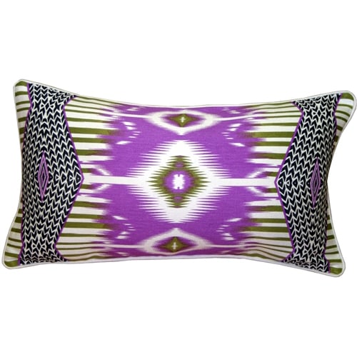 Pillow Decor - Electric Ikat Purple 15x27 Throw Pillow