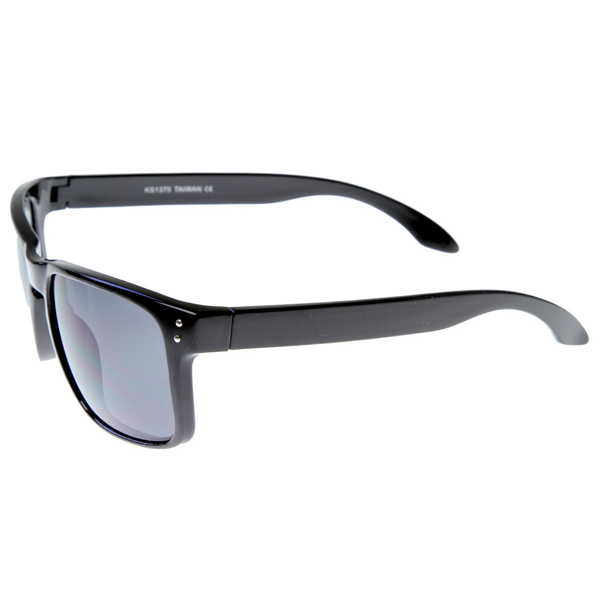 Designer Inspired Active Lifestyle Square Sunglasses With Keyhole Nose Bridge - Shiny Black