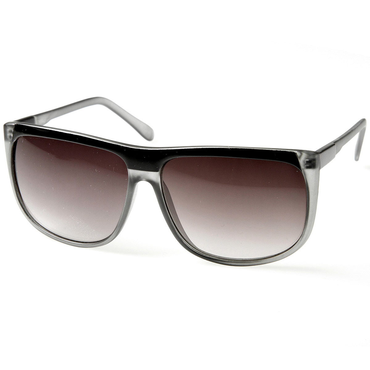 Retro Flat Top Plastic Two-Tone Fashion Aviator Sunglasses - Black