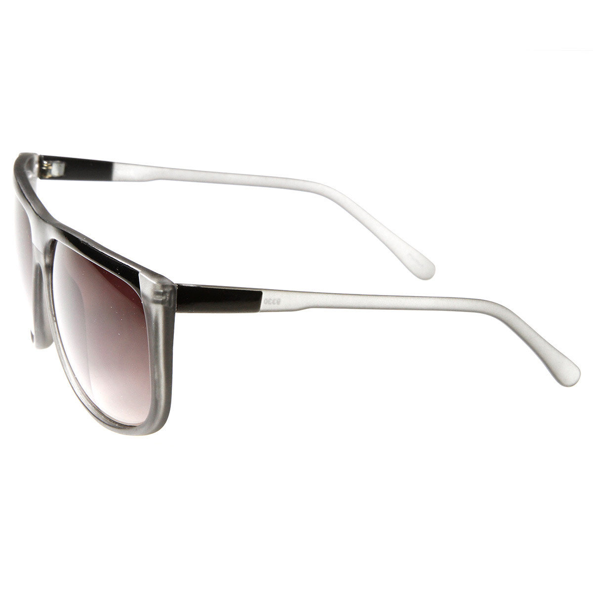 Retro Flat Top Plastic Two-Tone Fashion Aviator Sunglasses - Black