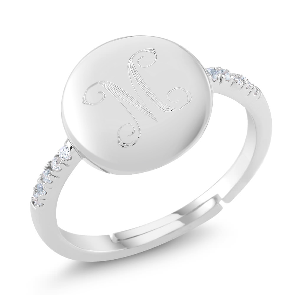 Silver Personalized Disc Ring