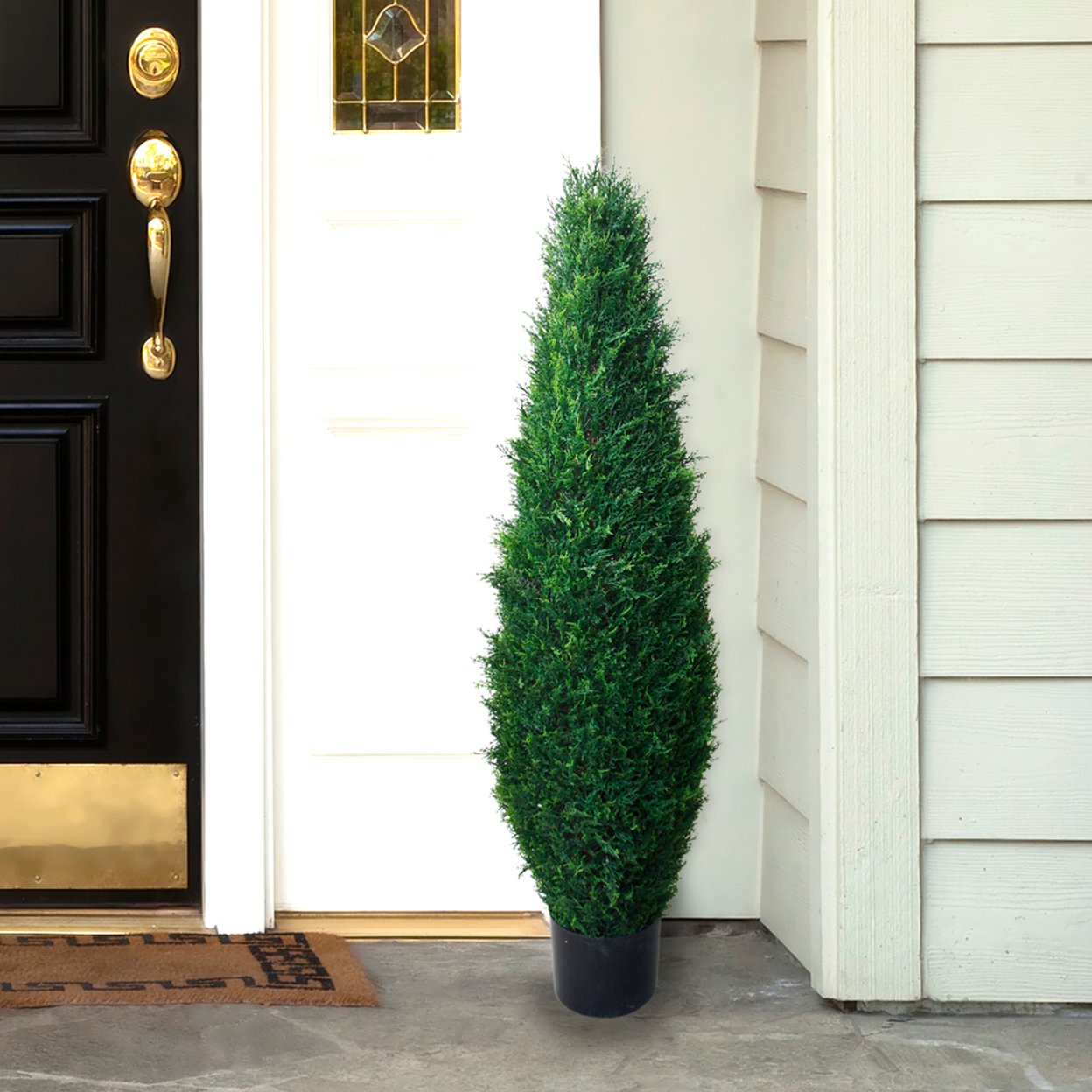 40 Inch Artificial Cyprus Tree â Large Faux Potted Evergreen Plant For Indoor Or Outdoor Decoration At Home Or Office