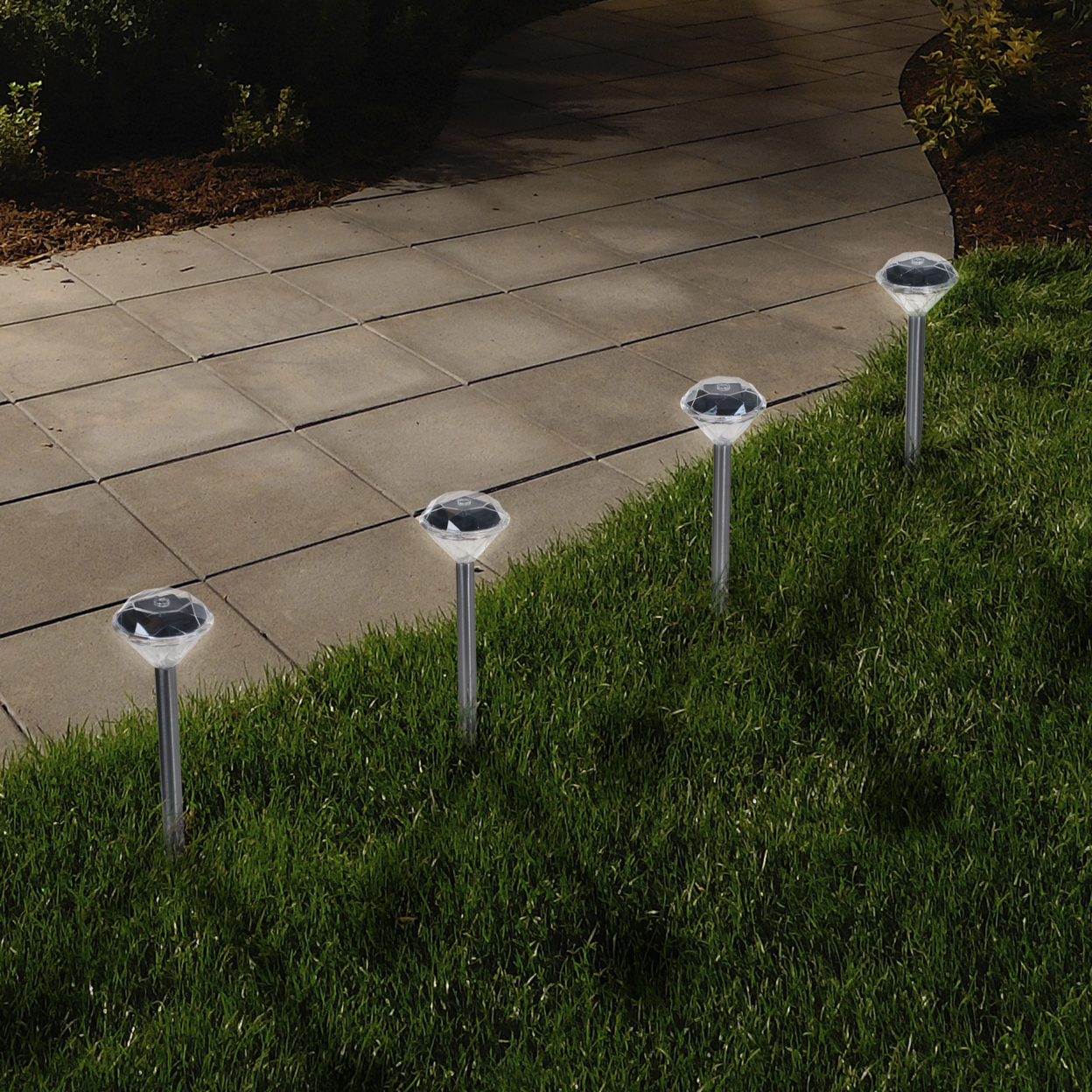Pure Garden LED Solar Diamond Pathway Lights - Set Of 24