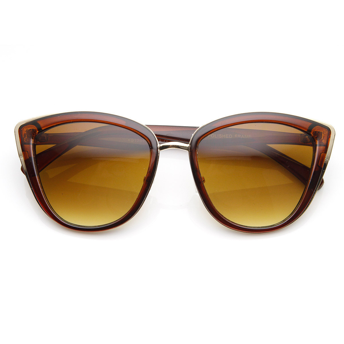 Womens Oversized Metal Plastic Cat Eye Sunglasses - 9207 - Black