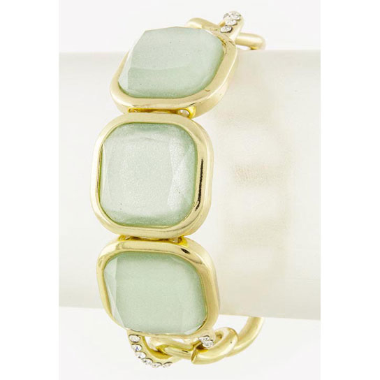 SQUARE Faceted Jeweled Link Bracelet - Mint