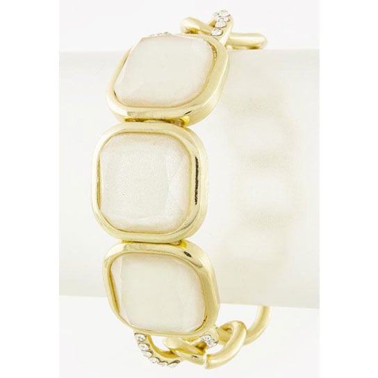 SQUARE Faceted Jeweled Link Bracelet - Mint