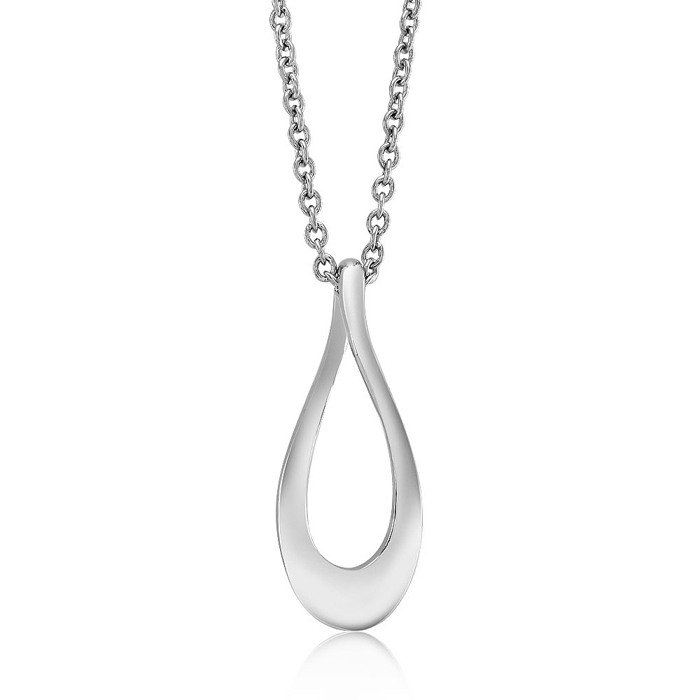 18K White Gold Plated Open Teardrop Necklace
