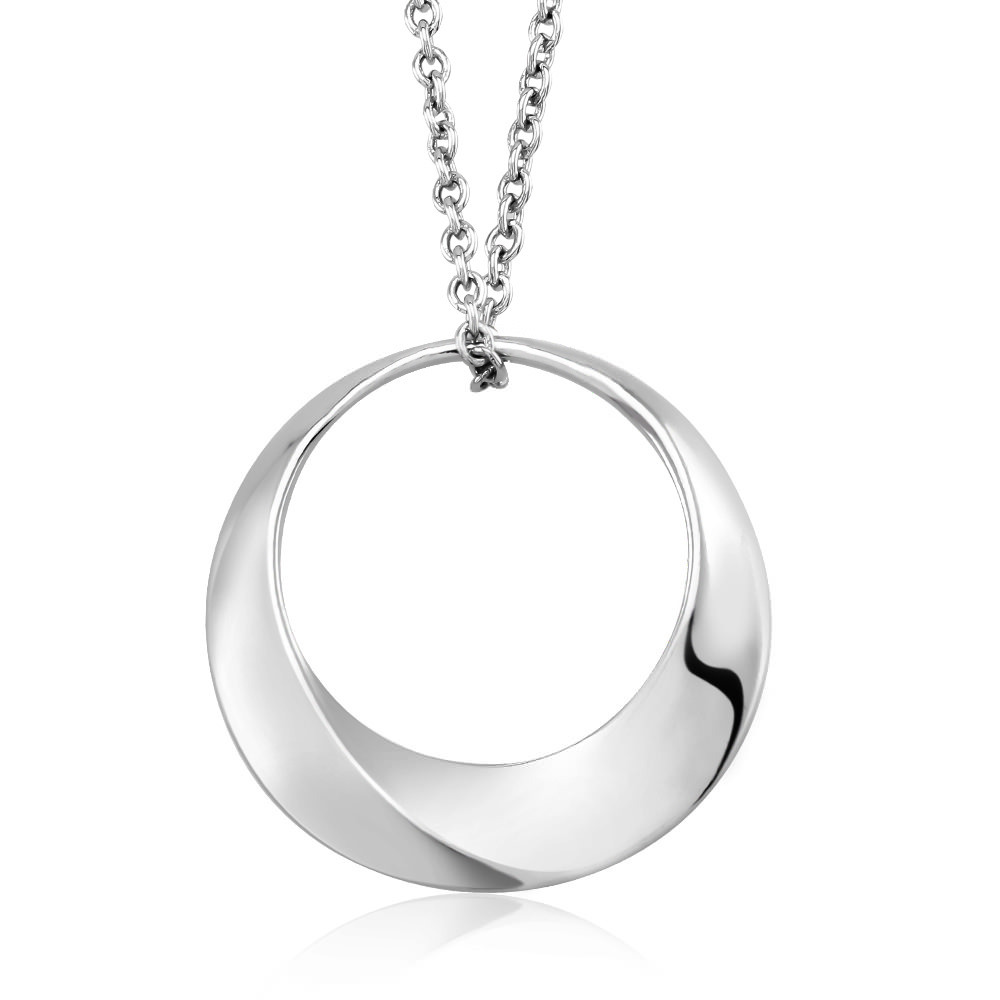 White Gold Plated Open Circle Necklace