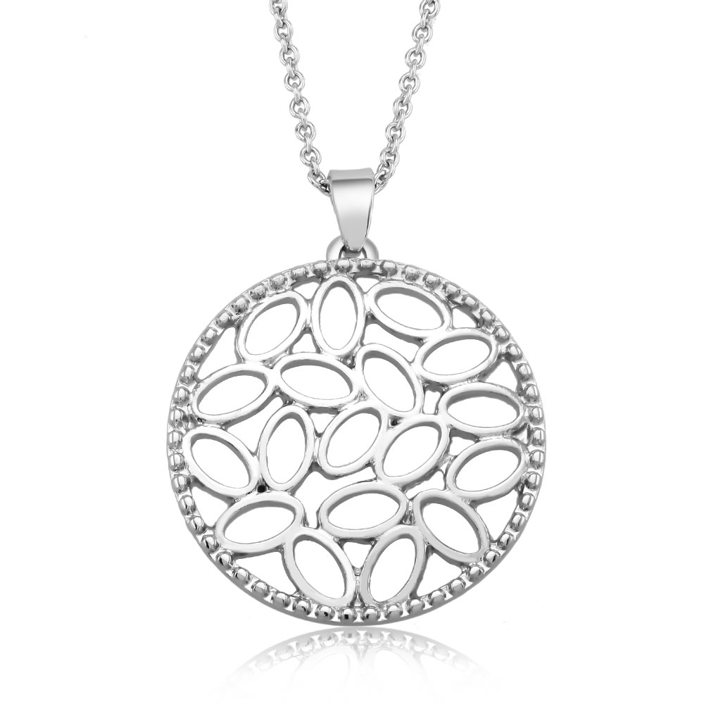White Gold Plated Filigree Circle Necklace